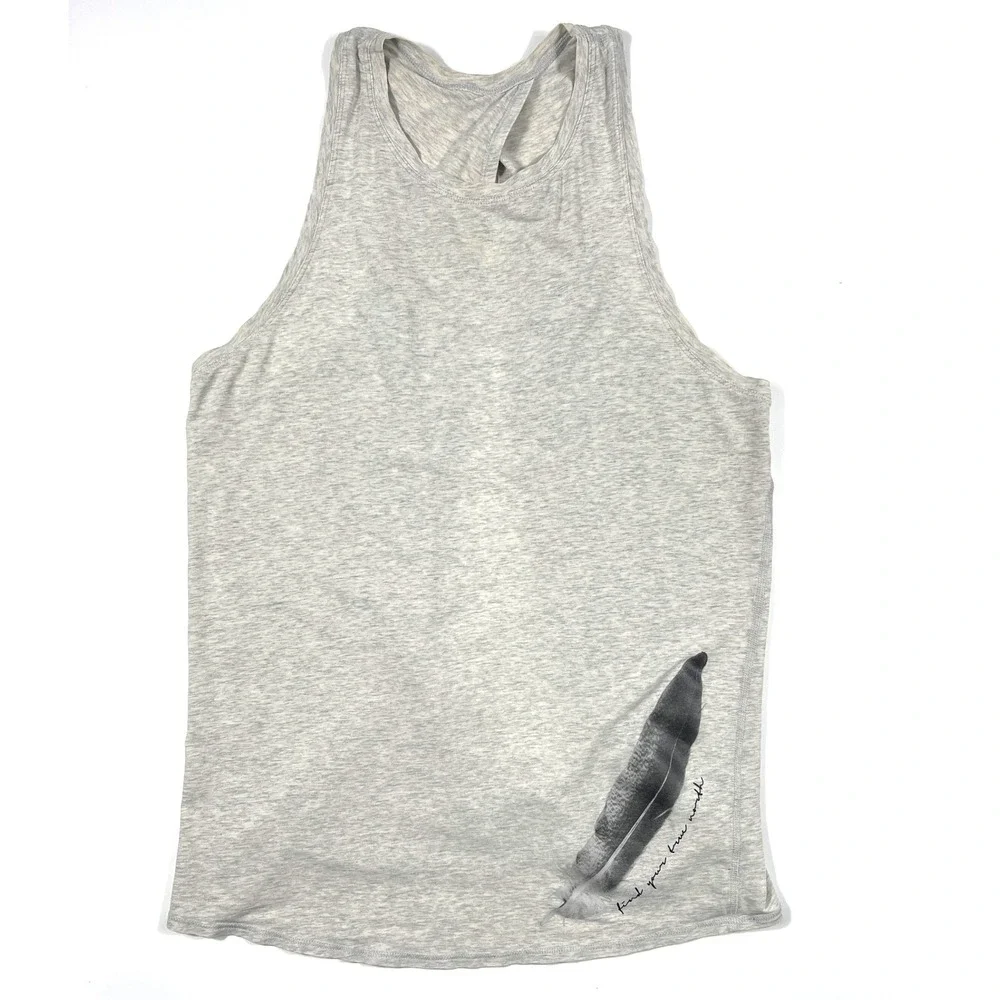 Lululemon Find Your True North Feather Tank Top Small Heathered Gray Yoga EUC‎